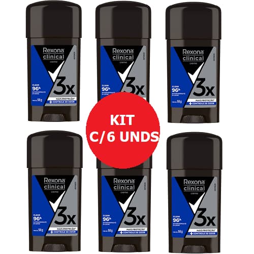 KIT C/06 DESODORANTE REXONA CLEAN MEN 58G