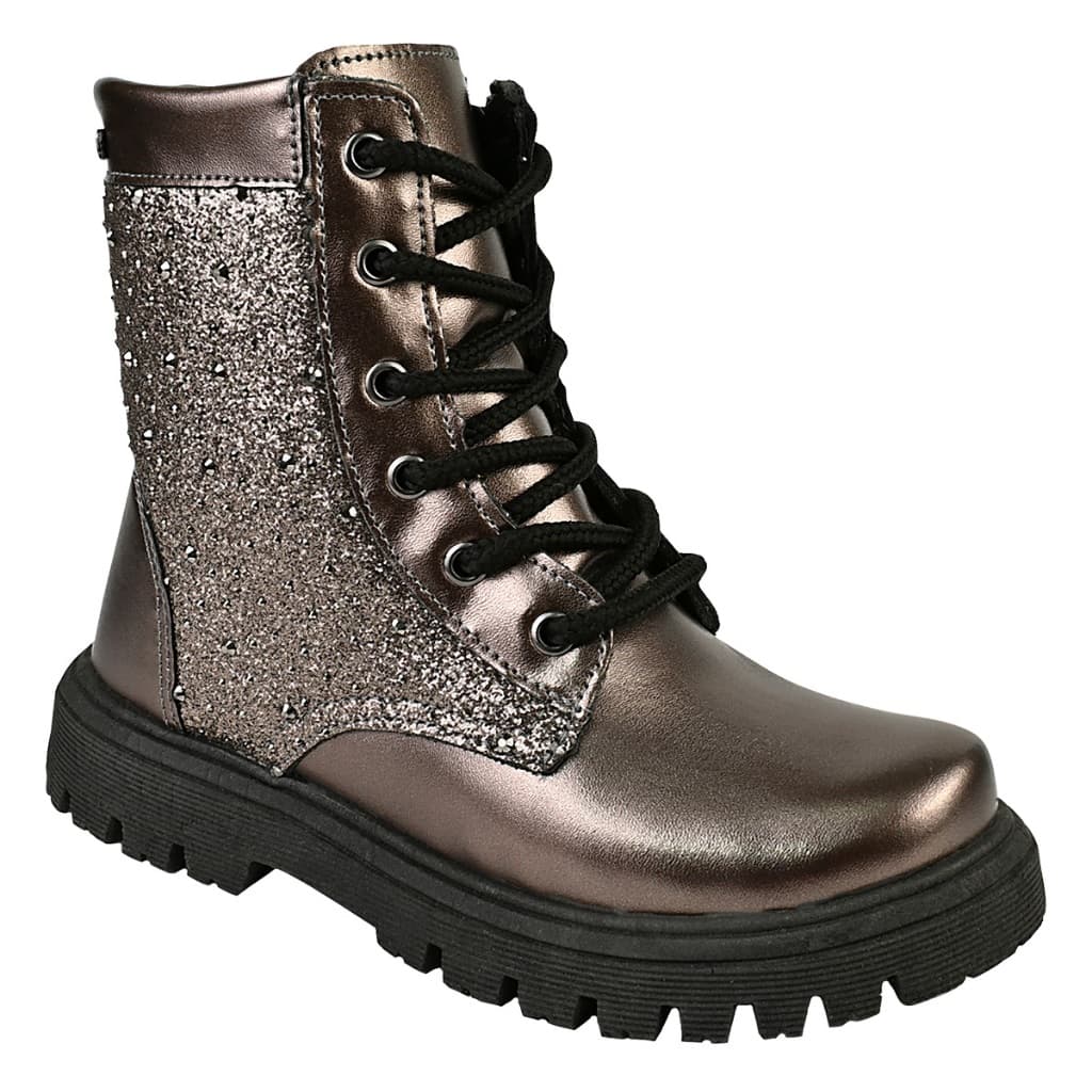 Bota Coturno Feminino Juvenil com Brilho Sola Tratorada Confortável e Ziper Lateral 28 ao 36