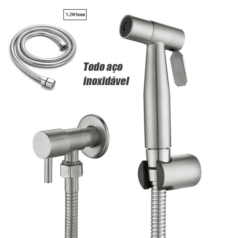 Kit de Ducha Higienica Para Banheiro 1.2m completa Luxo Metal inox nucleo da valvula