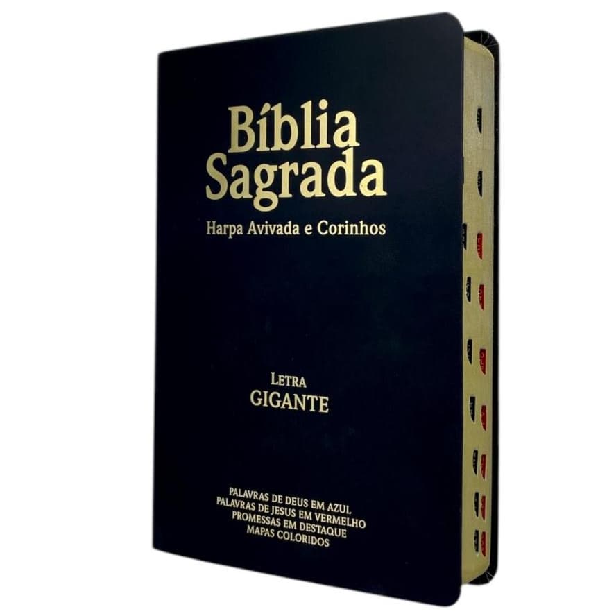 Bíblias Evangélica Cristã Letra Gigante Capa Flexível Cor Preta Arc Com Harpa e Índice PPM Masculina