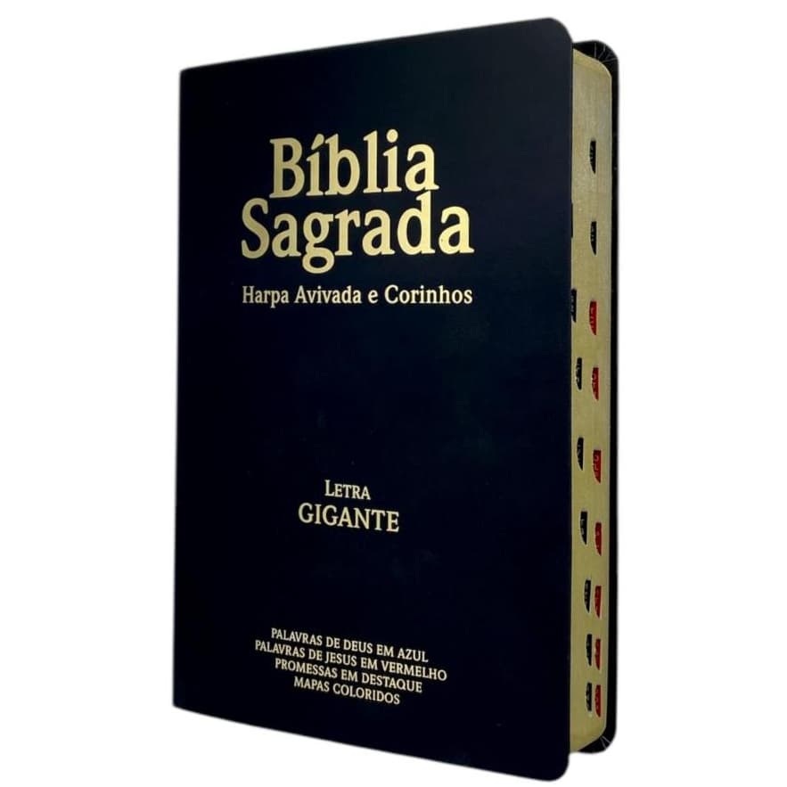 Bíblia Sagrada Evangélica Capa Semiflexível Full Color Letra Gigande ARC Com Harpa e Índice Preta