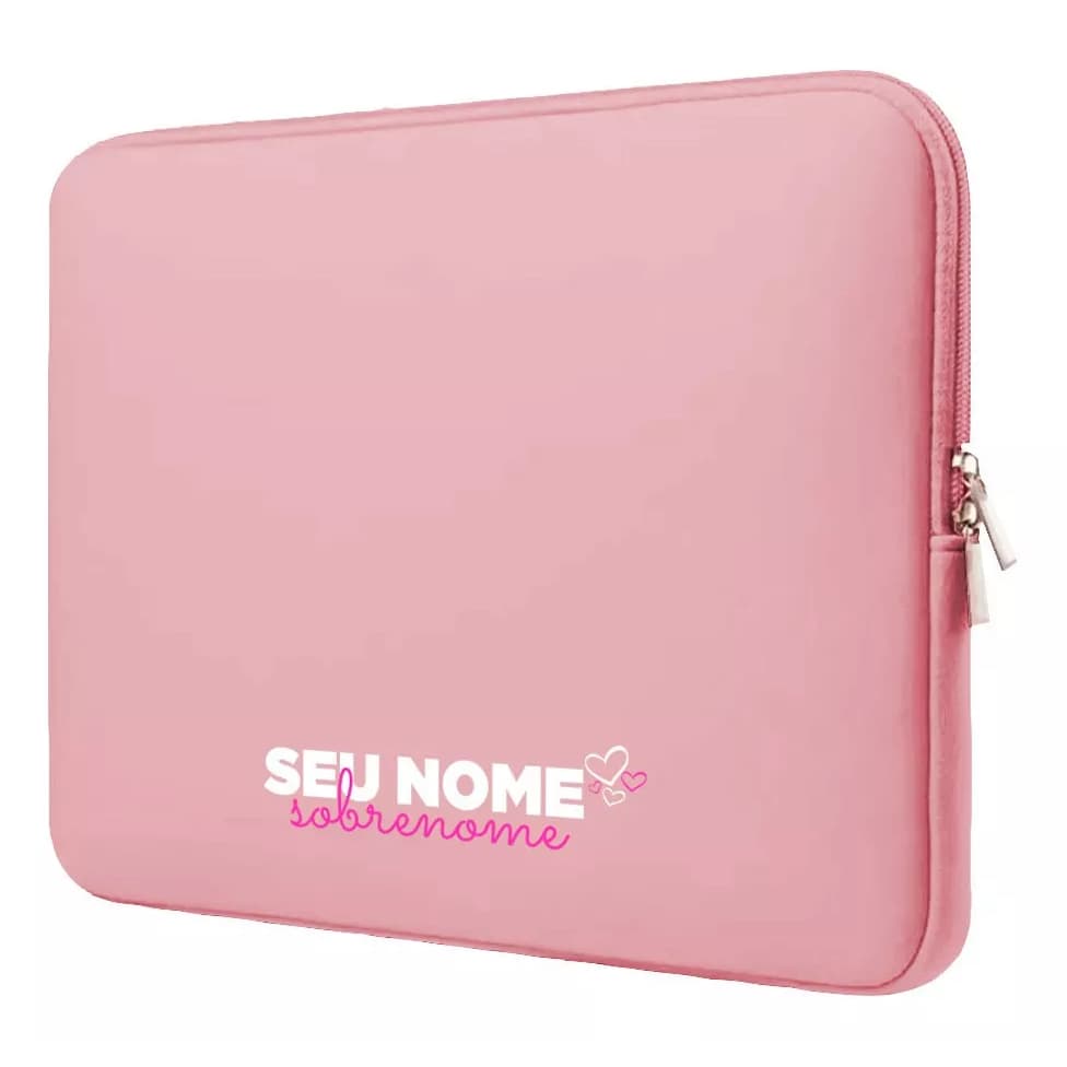 Capa Case Pasta Maleta Para Notebook Neoprene Ultrabook 15.6/14/13.3/12/11/10/17 Personalizada Com Nome e Sobrenome