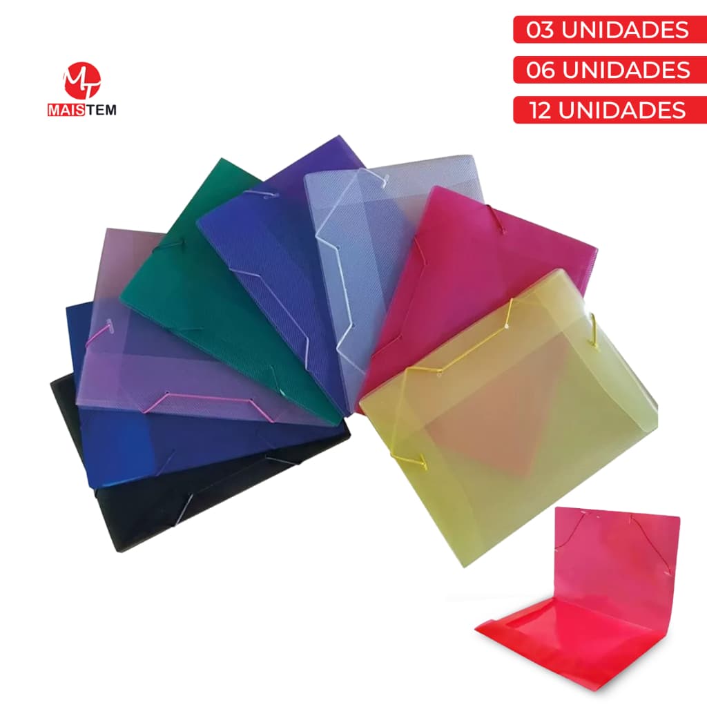  Pastas com Elástico e Aba Grande A4/Ofício Pasta de Documento Pasta Escolar Organização