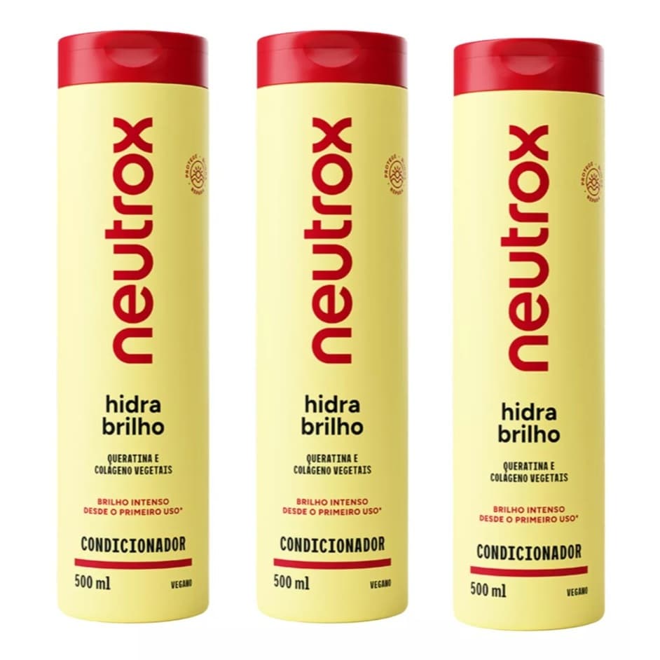 Kit 03un Condicionador Neutrox Hidra Brilho 500ml Nova Embalagem