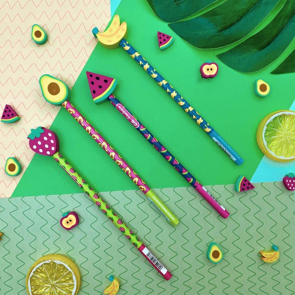 Lápis Preto Grafite Frutas nº2 com Borracha no Topo - Cis