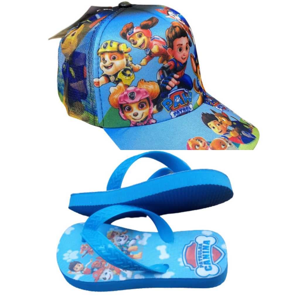 Chinelo infantil mais boné masculino da patrulha canina , qualidade e preço para seu filho , novidade