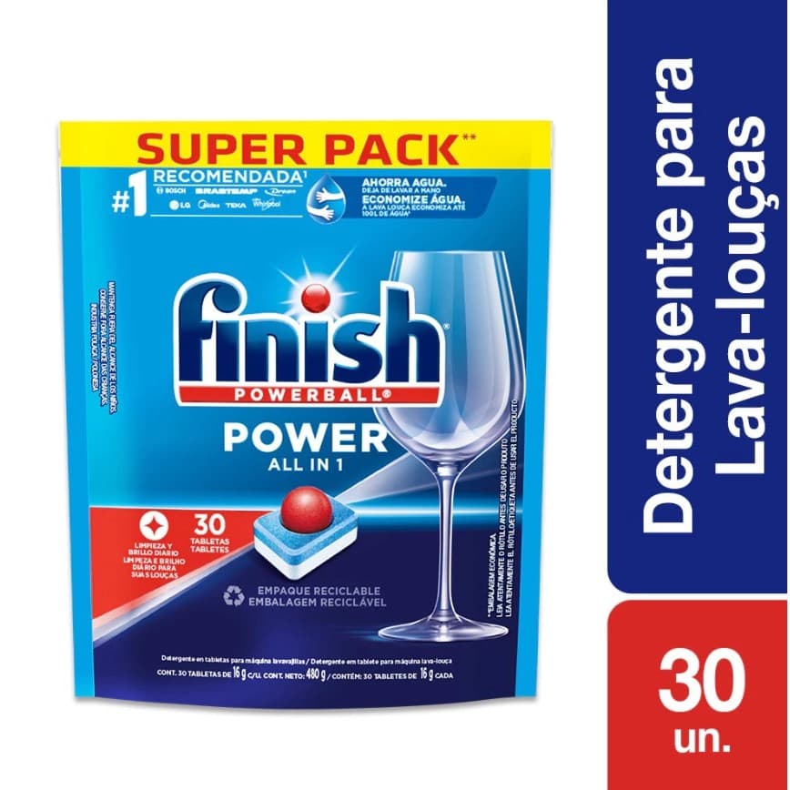 Detergente para Lava Louças em tabletes Finish com 30 Unidades Powerball