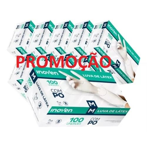 Luva Látex com Pó Procedimento Tamanho PP - P - M - G - 300 - 500 - 1000 unidades - INOVEN/MEDIX/BOMPACK