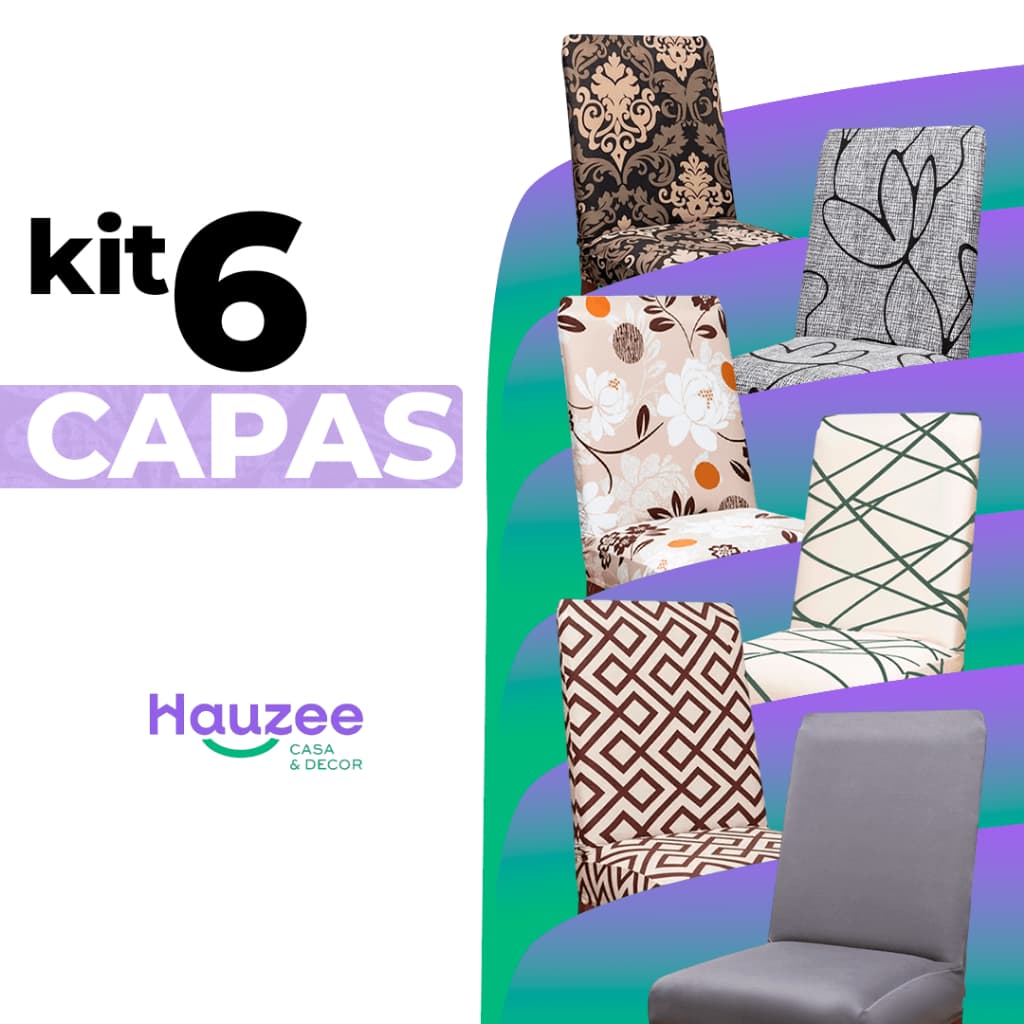 Kit 6 Capas Para Cadeiras de Jantar Spandex Importado Elástico Várias Cores