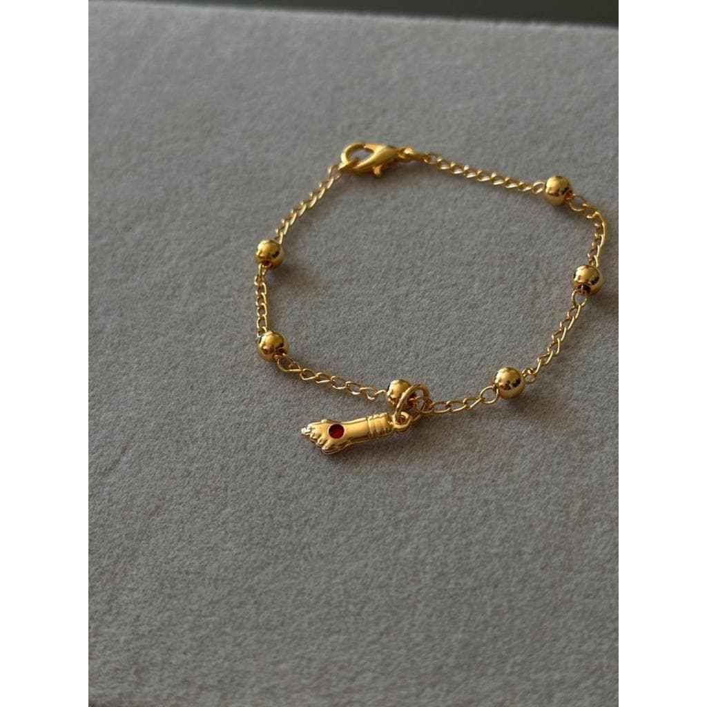 Pulseira Infantil Bebê Figa Figuinha Folheada Ouro 18k + NF