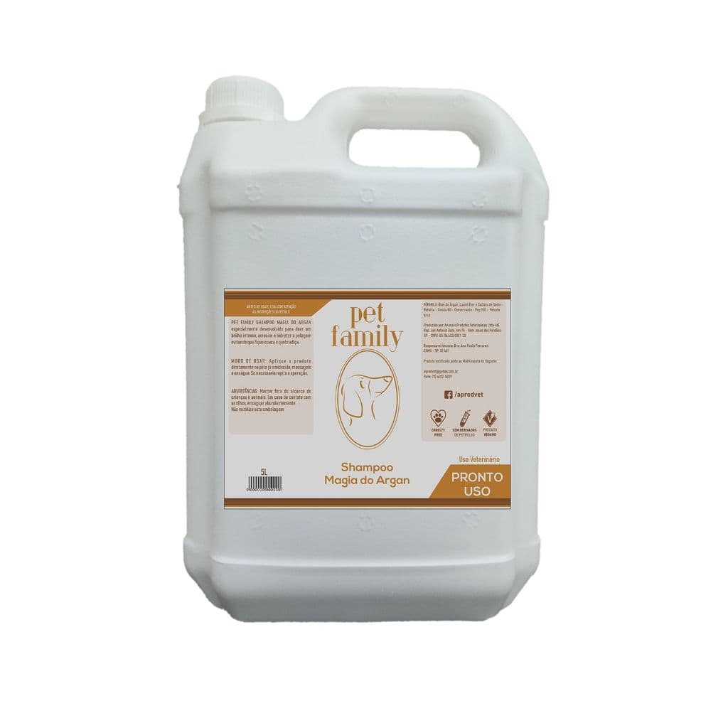Shampoo Pet Family Óleo De Argan Pronto Uso Cães E Gatos