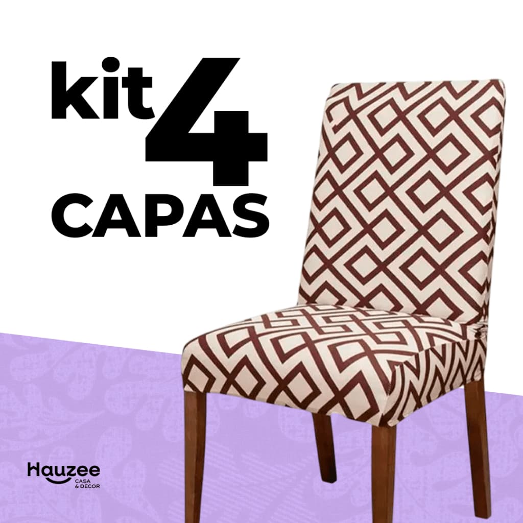 Kit 4  Capas de Cadeira Tecido Importado Spandex Premium Mais Confortável e Mais Resistente