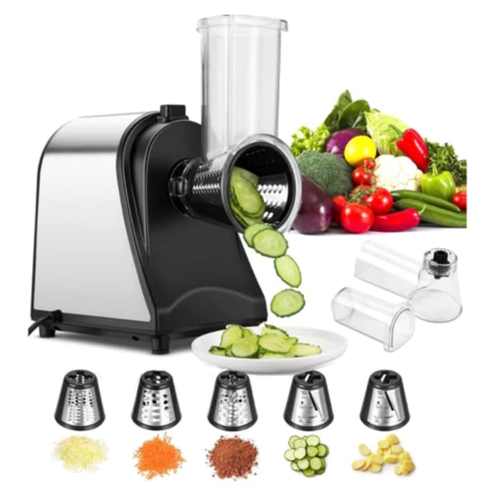 Cortador Elétrico Automático de Vegetais Ralador Aço inoxidável 250 W com 5 Lâminas 5EM1