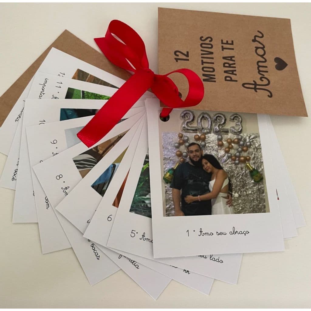 Presente namorado cartão com fotos personalizadas do casal motivos para amar eu te amo
