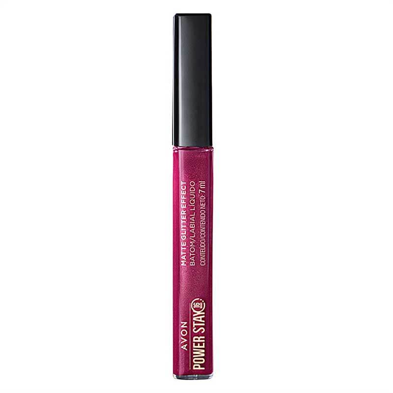 BATOM LIQUIDO MATTE GLITTER EFFECT AVON POWER STAY 16 HORAS DE DURAÇÃO