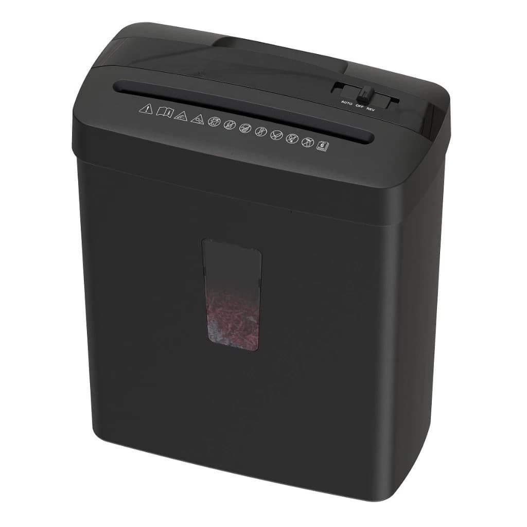 Triturador Fragmentador de papel e Cartão Eletrico em Tiras ou Partículas 6 folhas 10 litros