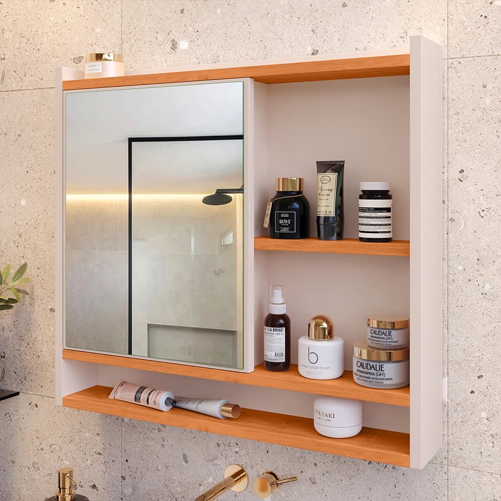 Espelheira Suspensa Para Closet Porta e Armário Diversas Cores armarinho aqua com nicho espelho