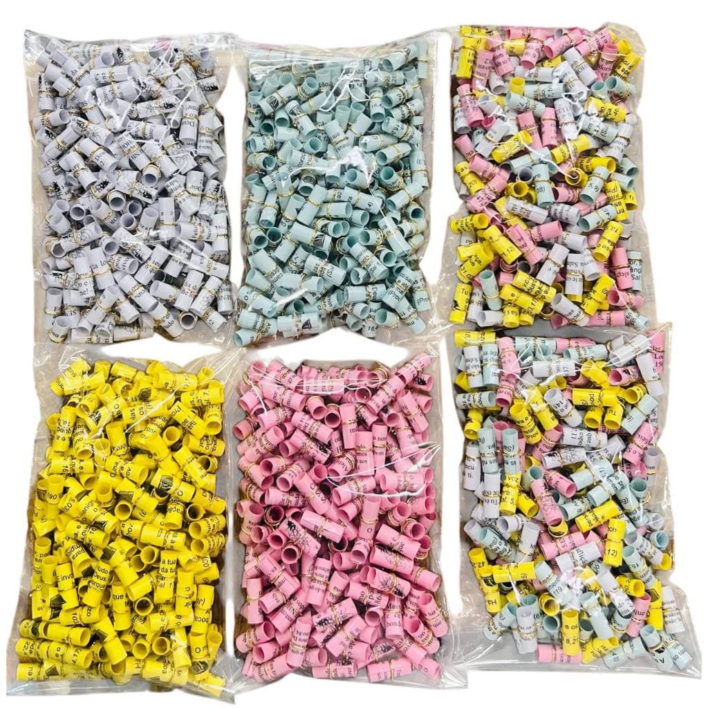 200 enroladinhos com versículos bíblicos promessa mana rosa azul amarelo e misto