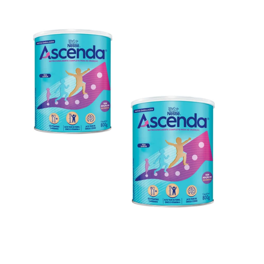 Kit c/ 2 Fórmula Infantil Ascenda Nestlé Sem Sabor 3 a 10 anos 800g