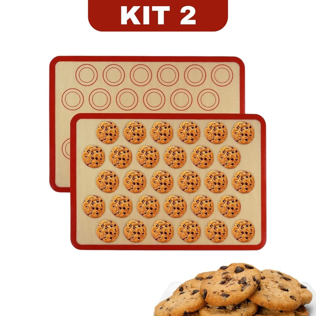 KIT Tapete De Silicone E Fibra De Vidro Culinário 42x30cm poder usar no forno casa