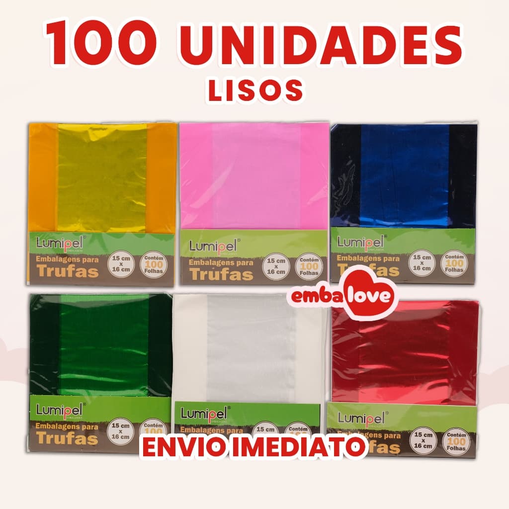 100 Embalagem para Trufa e Bombom 15x16cm Lisos