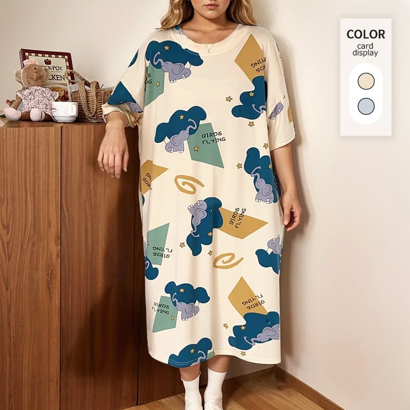 Vestido De Pijama De Manga Curta De Tamanho Grande