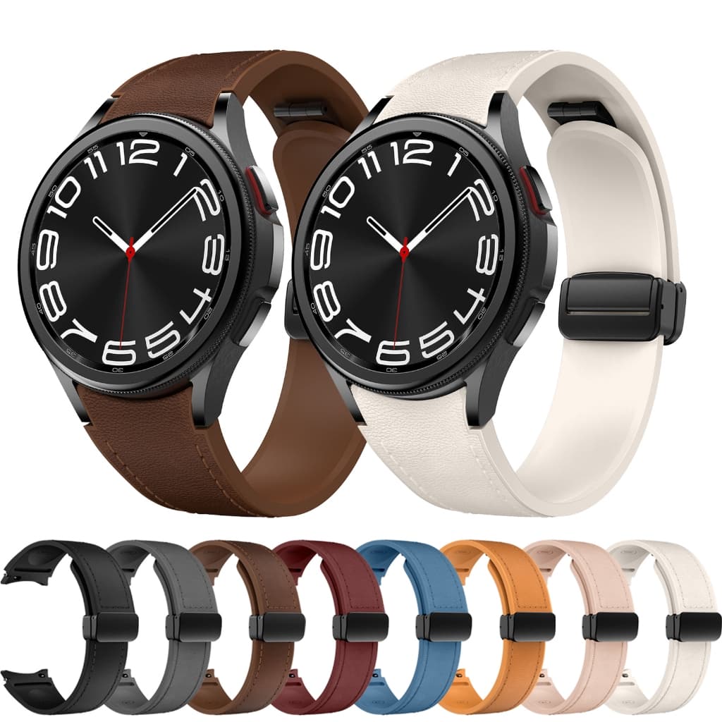 Pulseira de Couro e Silicone para Samsung Galaxy Watch 7 40mm 44mm 6 43mm 47mm 5 pro 45mm 4 classic 42mm 46mm FE 40mm