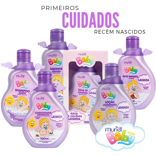 kit Shampoo + Cond + sab Líquido + colônia + Lo Hidratante + Óleo Inf Muriel Baby Lavanda 100ml