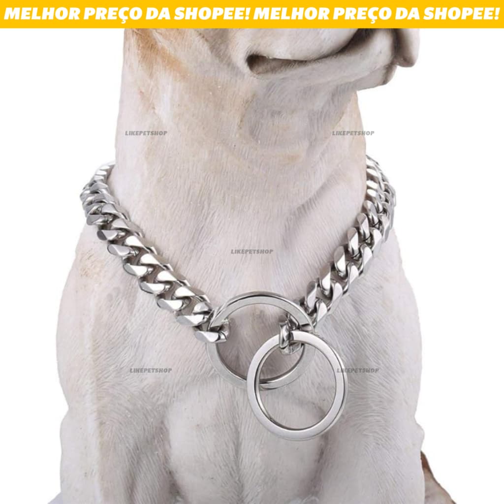 Enforcador Duplo Colar Elo Chato Reforçado Duplo para Cães Cachorros Grandes