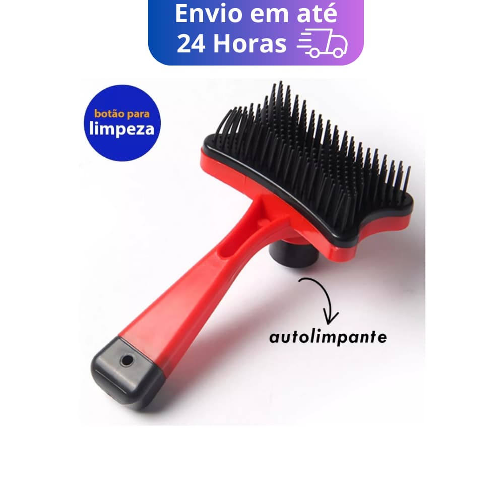 Pente Rasqueadeira Escova Autolimpante Para Pet Cães Cachorros Gatos