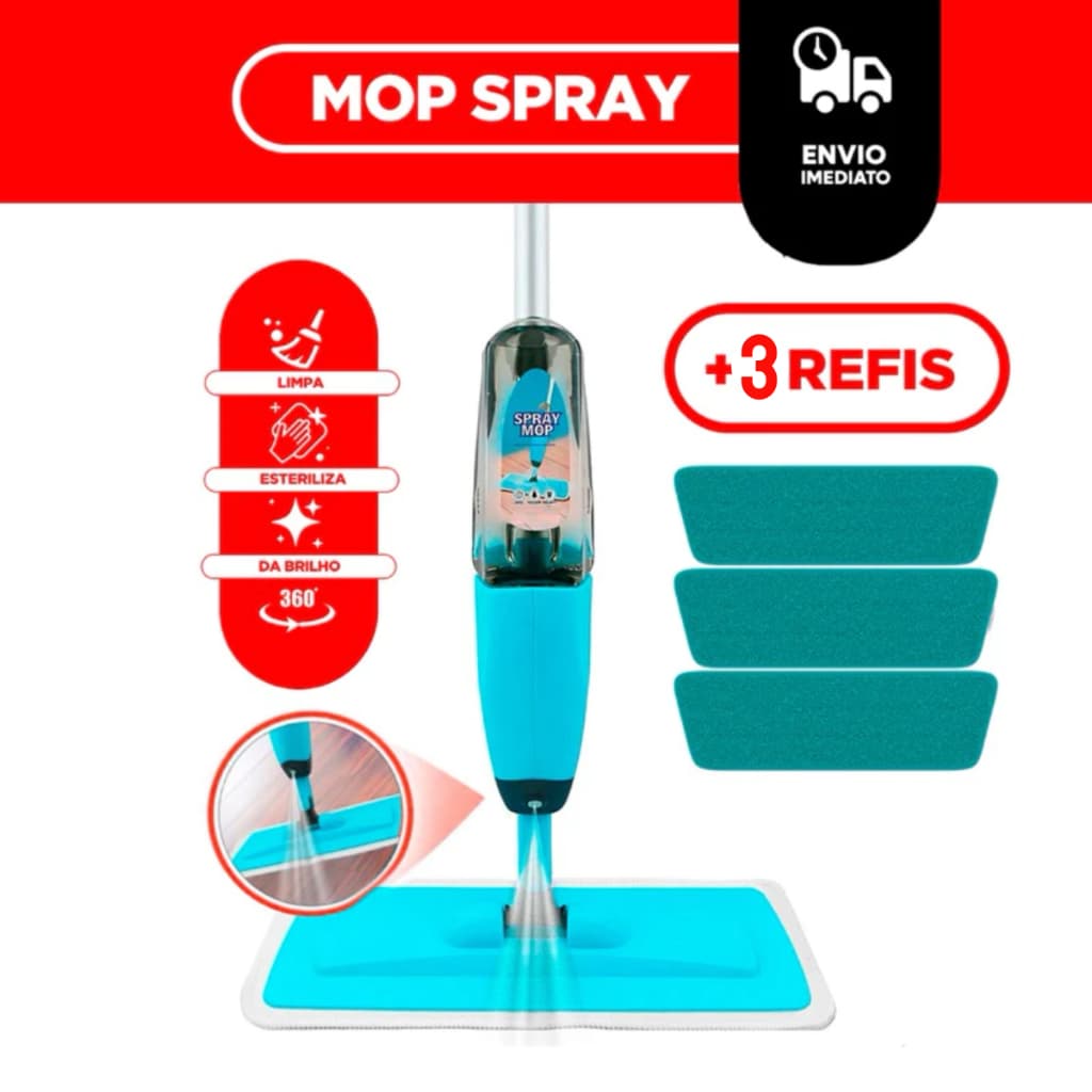 Rodo Spray Magico Esfregão Spray Mop Rodo Limpa Fácil Borrifador Reservatório Promoção + 3 REFIL