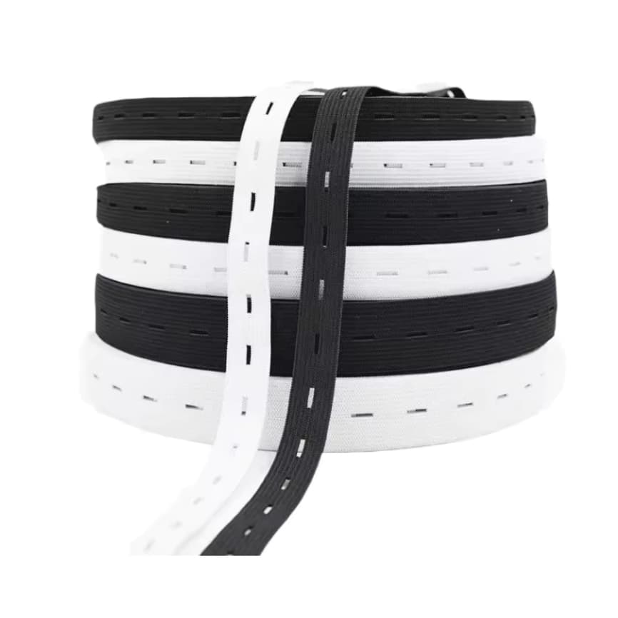 elástico chato caseado preto ou branco 18mm