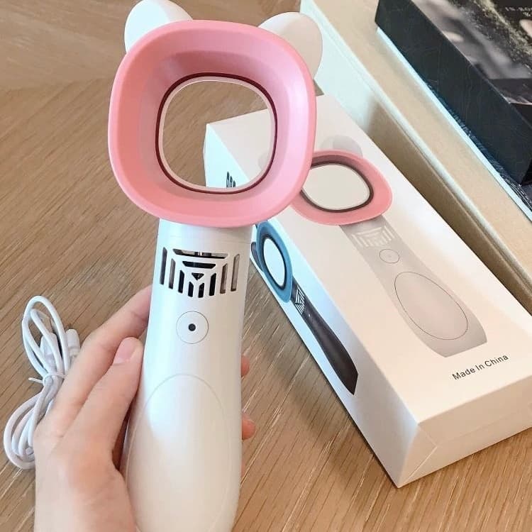 Ventilador Portátil Sem Lâmina USB Recarregável Com 3 Velocidade Usar Para Maquiagem