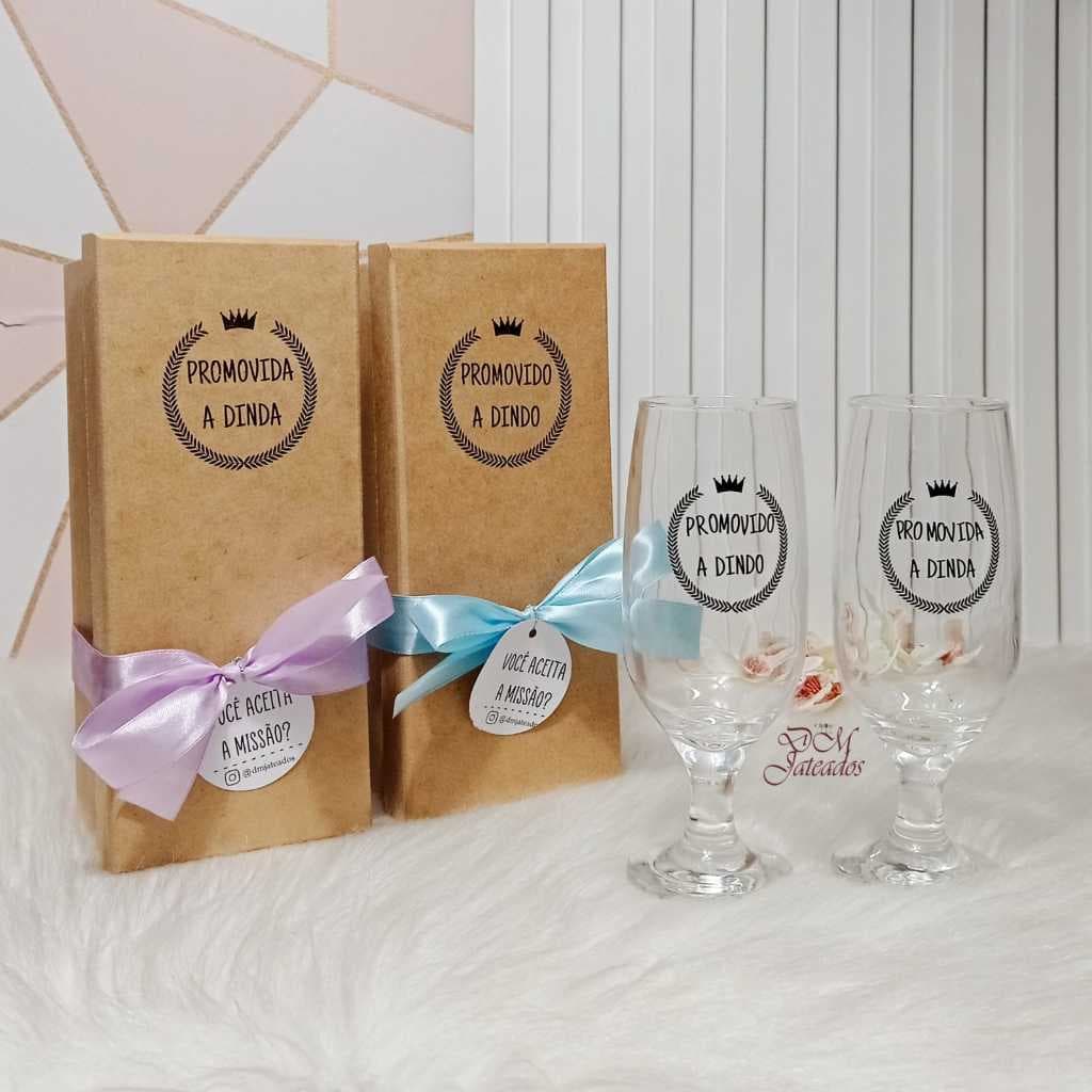 Convite Individual Padrinhos / dindo / dinda / Batismo / Taça de Cerveja com Caixa