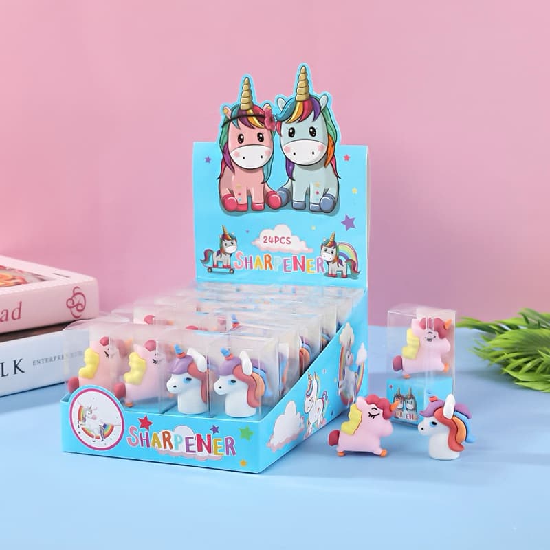 Kit 2 peças Apontador de Lápis Unicórnio Fofo
