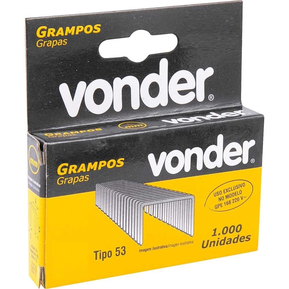 Grampo Grampeador Tapeceiro 8, 10, 12, 14, 16 Profissional Com 1000 Unidades Vonder tipo 53 GPE168