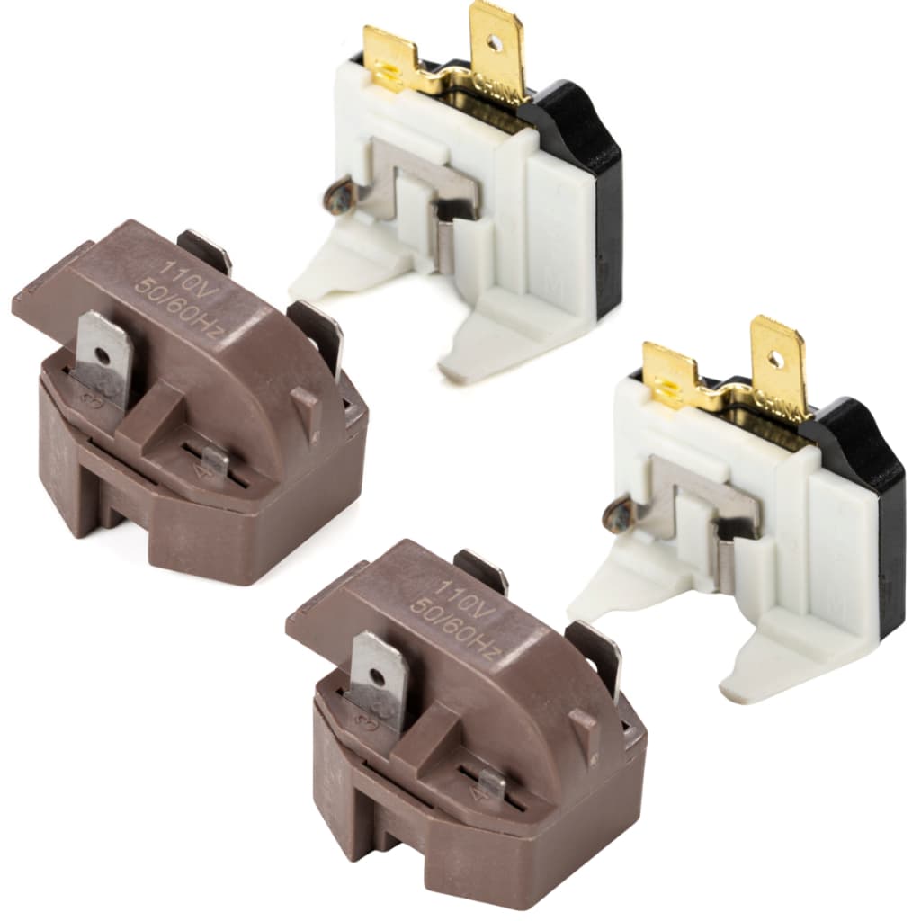 Kit 2 Rele PTC e 2 Protetor Termico 110v Universal 1/4 1/5 1/6 1/8 1/10HP Para Geladeira Bebedouros