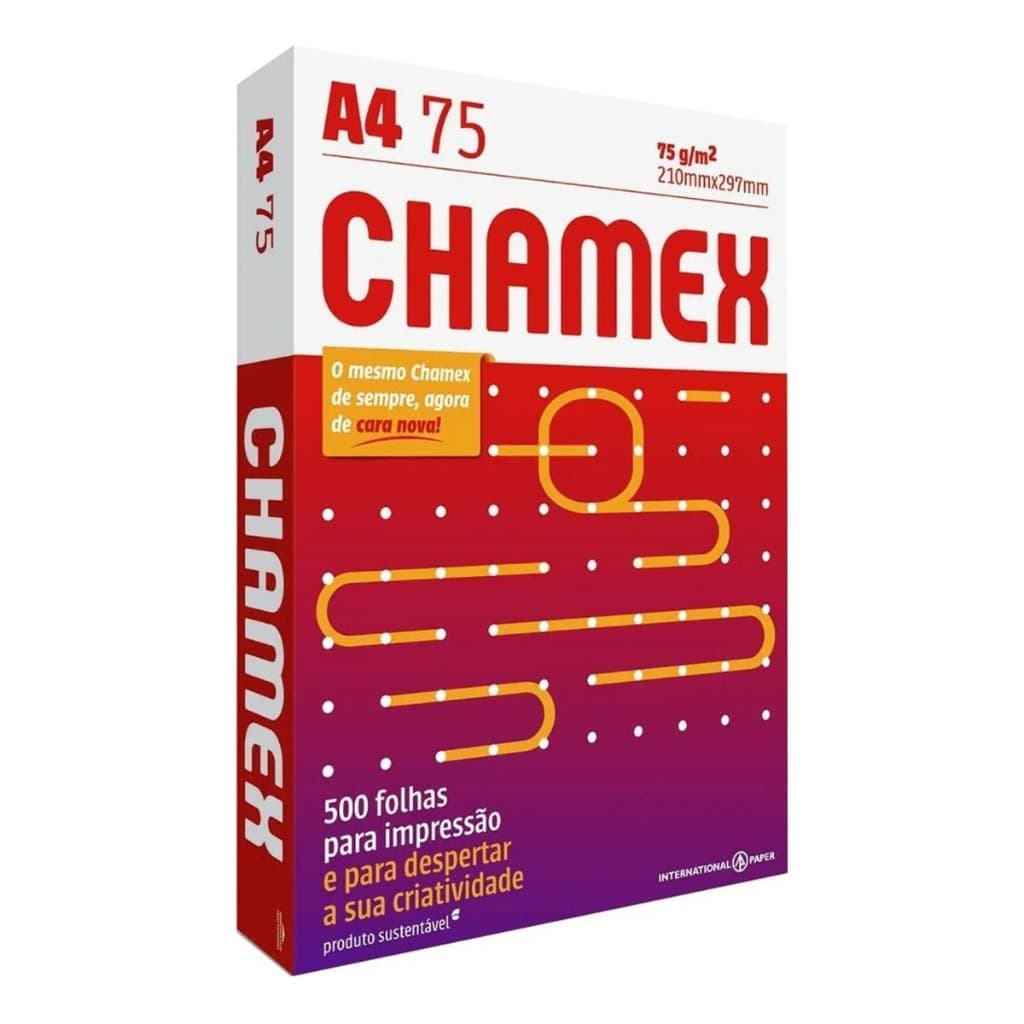 Papel Sulfite Branco A4 Chamex 75grs 210x297 Resma 500 Folhas / 300 Folhas