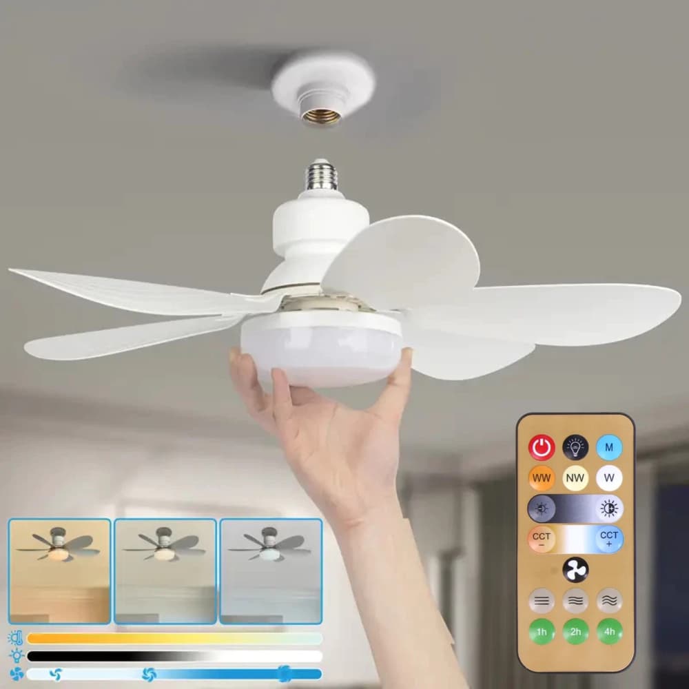 Ventilador de teto Com Luz para Pequenos Espaços (6 Hélices) Controle Remoto Bivolt LED 110V-220V