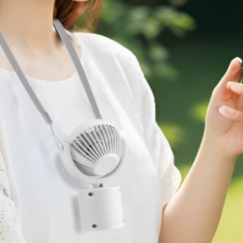 Ventilador de Pescoço Mesa com Alça Pendurar Bateria Recarregável