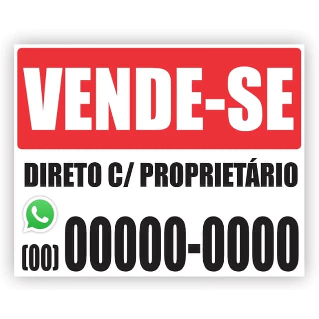 Placa vende-se ou aluga-se personalizável com número de contato