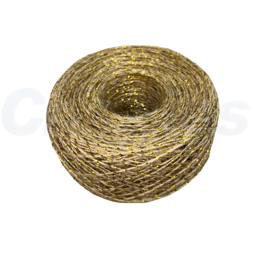 Fio de Juta Lurex Dourado 100 Metros Corda Cordão Tag Convite Artesanato Lembrancinha
