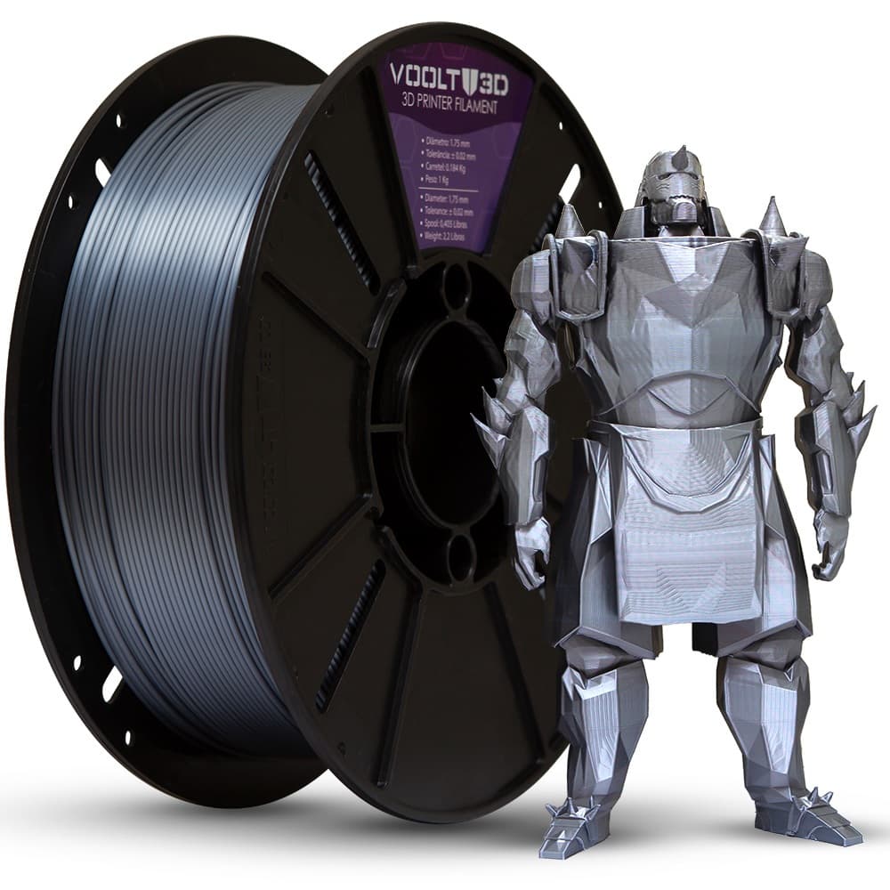 Filamento Impressão 3D Voolt Pla Silk Prata Inox 1Kg