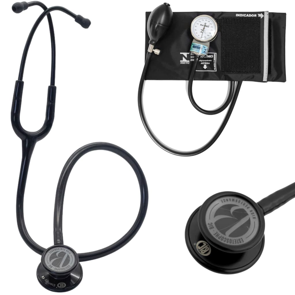 Kit Estetoscópio BIC Eternity + Esfigmomanômetro Pamed Com Bolsa - Enfermagem e Medicina