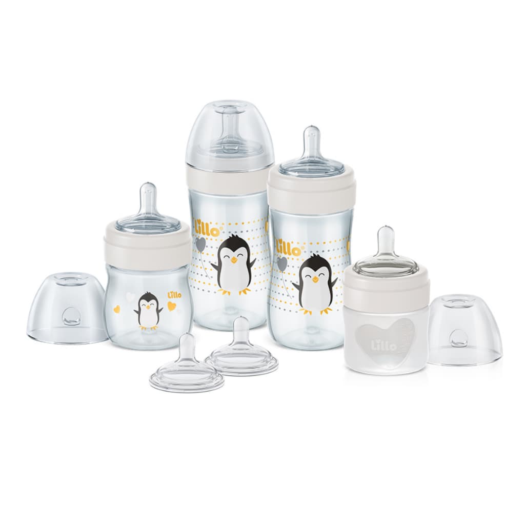 Kit 4 Mamadeiras Lillo Starter Super Evolution 80/150/300ml Bico Redondo Tampa Antivazamento +0m