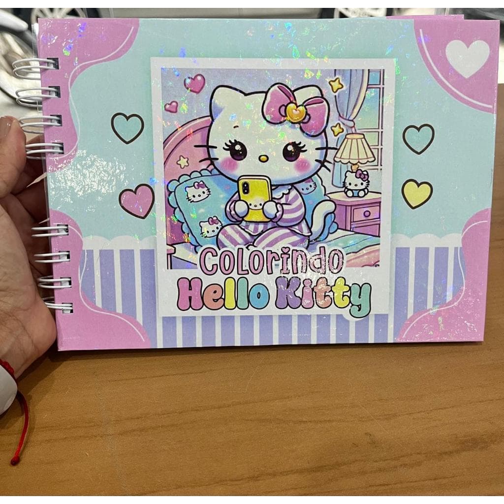 Livro de Colorir Hello Kytty Capa Dura com Laminação Brilho - 50 Folhas - Gramatura 180g