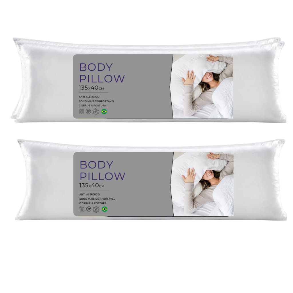 Kit 2 Travesseiro De Corpo Xuxao Gigante 1,35m x 40cm Fibra Siliconada Firme Antialérgico Lavável