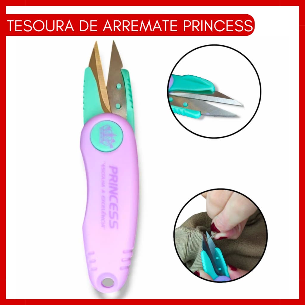 Tesoura Arremate Princess Metal Costura Acabamento Pic Lilás