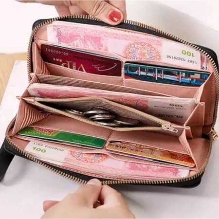 Carteira Feminina Longa Porta Cartão e Celular e Moeda com Zíper mais Divisões