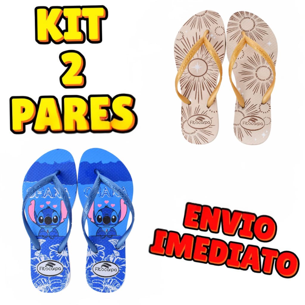 Kit 2 Pares Sandália Chinelo Feminino Feminina Confortável Envio Imediato